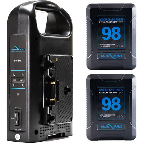 2x Micro-Series 98Wh Gold Mount Li-Ion Batteries and Dual Gold-Mount Battery Charger Kit