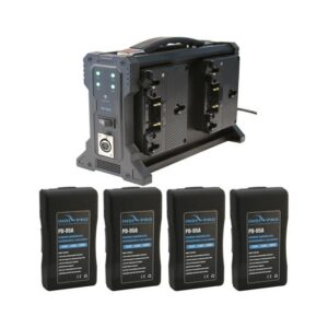 ip-pd95akt8.jpg IndiPRO Tools Four Compact 95Wh Gold-Mount Li-Ion Batteries and Quad Pro Battery Charger Kit